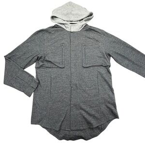 Adidas SLVR Sweater Mens XL Gray Hooded Pullover Knit Wool Polyamide Slim